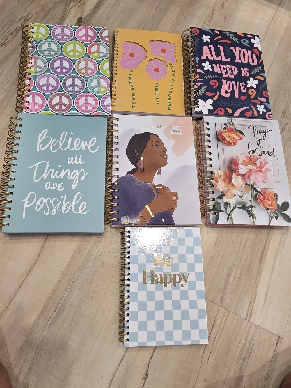 Spiral-Bound Floral & Inspirational Journal Set Of 7